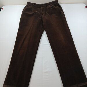 Lands End Mens Corduroy Pants Traditional Fit Size 35 Pleated Brown